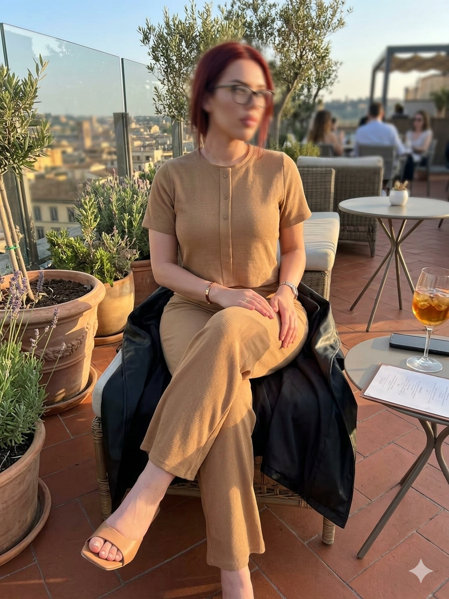 Ensemble en maille côtelée