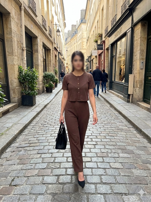 Ensemble en maille côtelée