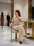 Ensemble en maille côtelée